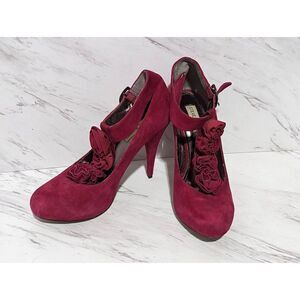 Steve Madden Women's Red Suede Flower Heels Size 8